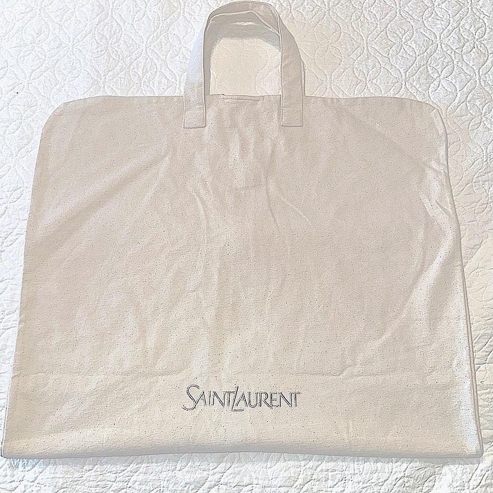 SAINT LAURENT classic embroidered Elegant Cream travel garment bag